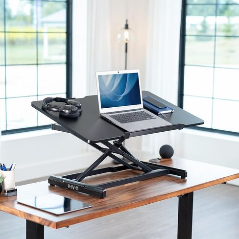 VIVO 36 inch Height Adjustable Tilting Stand Up Desk Converter, Quick Sit to Stand Single Top Keyboard Riser, Laptop Workstation, Drafting Table, Ergonomic Typing, Black, DESK-V036T in Saudi Arabia