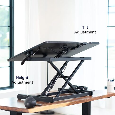 VIVO 36 inch Height Adjustable Tilting Stand Up Desk Converter, Quick Sit to Stand Single Top Keyboard Riser, Laptop Workstation, Drafting Table, Ergonomic Typing, Black, DESK-V036T in Saudi Arabia