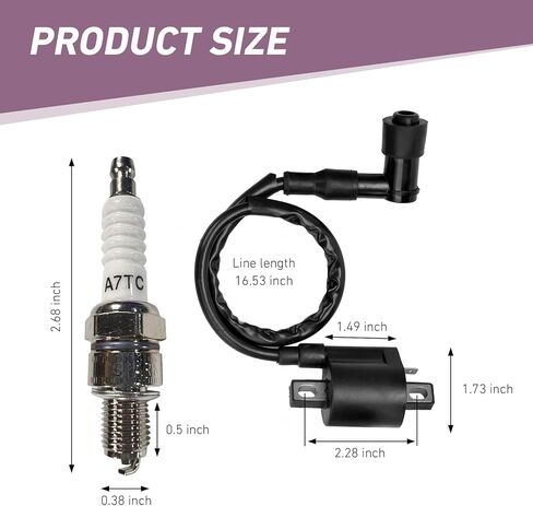 ملف إشعال السباق عالي الأداء CG مع مقبس A7TC Spark Plug A7TC Spark Plug لـ CG125 50CC 90CC 110CC 150CC 125CC 150CC 200CC 250CC محرك عمودي ATV Dirt Bike Go Kart Motorcycle (أسود) in Saudi Arabia