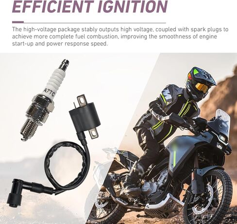 ملف إشعال السباق عالي الأداء CG مع مقبس A7TC Spark Plug A7TC Spark Plug لـ CG125 50CC 90CC 110CC 150CC 125CC 150CC 200CC 250CC محرك عمودي ATV Dirt Bike Go Kart Motorcycle (أسود) in Saudi Arabia