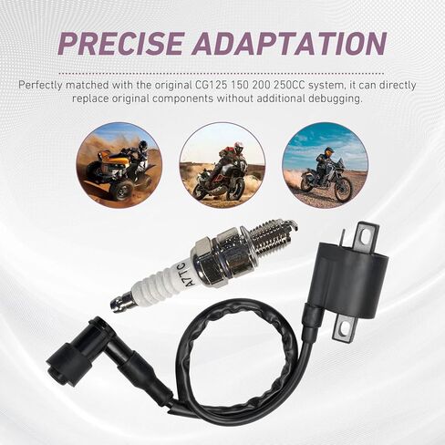 ملف إشعال السباق عالي الأداء CG مع مقبس A7TC Spark Plug A7TC Spark Plug لـ CG125 50CC 90CC 110CC 150CC 125CC 150CC 200CC 250CC محرك عمودي ATV Dirt Bike Go Kart Motorcycle (أسود) in Saudi Arabia