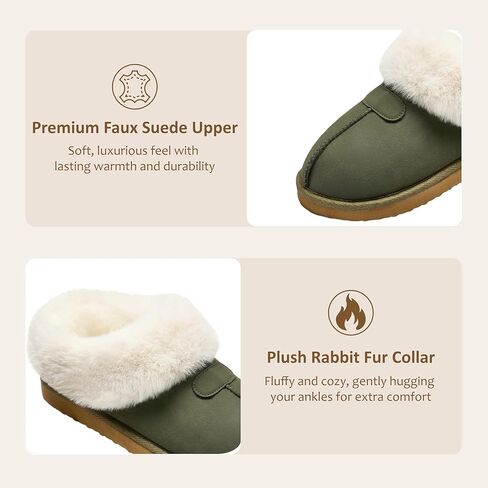 Women’s Fuzzy Platform Slippers Cozy Suede Mini Boots with Plush Fleece Lining Lightweight Anti-Slip Boot Soft Warm Winter House Shoes for Indoor Outdoor in Saudi Arabia