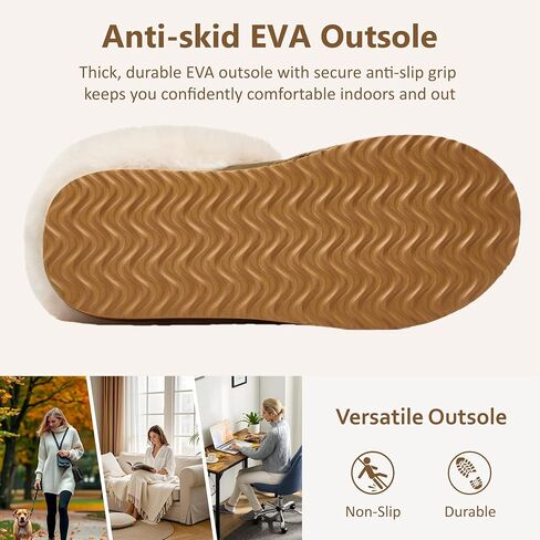 Women’s Fuzzy Platform Slippers Cozy Suede Mini Boots with Plush Fleece Lining Lightweight Anti-Slip Boot Soft Warm Winter House Shoes for Indoor Outdoor in Saudi Arabia