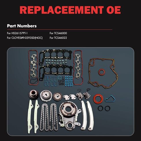 Engine Full Gasket Set Timing Chain Kit Compatible with 2002-2004 for Dodge Ram 1500 4.7L, OE# HS26157PT-1 in Kuwait