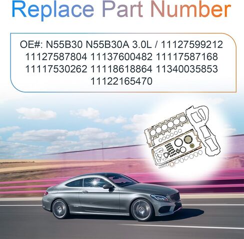 N55 محرك الاسطوانة مجموعة حشية الرأس يناسب BMW E90 E91 F32 F33 F10 F11 F06 F12 E70 F15 135i 335i 535i 640i 740i X1 X3 X4 X5 X6 3.0L Turbo N55B30 N55B30A المحرك OE 11117587168 11127587804 in Saudi Arabia