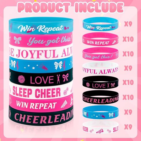 74pcs Cheerleader Gifts Bulk for Team – Cheer Bracelets for Party Favors, Girls Accessories, Goodie Bag Stuffers, Cheerleading Supplies in Saudi Arabia