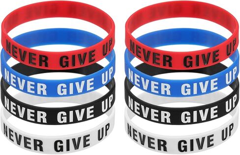 PATIKIL NEVER GIVE UP Motivational Wristbands, Personalized Bands with Text Silicone Wristbands Custom Rubber Bracelets for for Fitness Workouts in Saudi Arabia