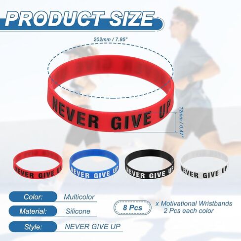 PATIKIL NEVER GIVE UP Motivational Wristbands, Personalized Bands with Text Silicone Wristbands Custom Rubber Bracelets for for Fitness Workouts in Saudi Arabia