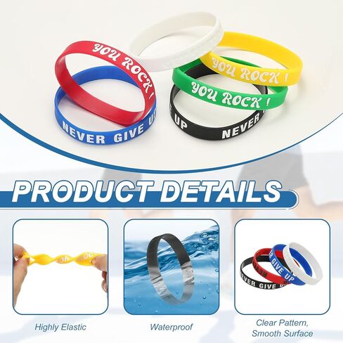 PATIKIL NEVER GIVE UP Motivational Wristbands, Personalized Bands with Text Silicone Wristbands Custom Rubber Bracelets for for Fitness Workouts in Saudi Arabia