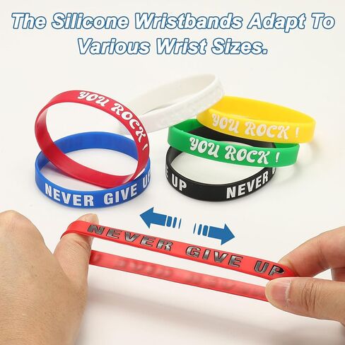 PATIKIL NEVER GIVE UP Motivational Wristbands, Personalized Bands with Text Silicone Wristbands Custom Rubber Bracelets for for Fitness Workouts in Saudi Arabia