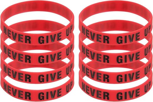 PATIKIL NEVER GIVE UP Motivational Wristbands, Personalized Bands with Text Silicone Wristbands Custom Rubber Bracelets for for Fitness Workouts in Saudi Arabia