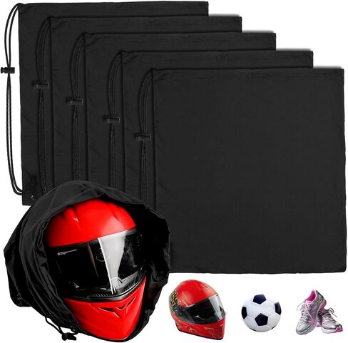 5Pcs Motorcycle Helmet Bags, Welding Motorcycle Hood Bag with Drawstring Locking, Large Capacity Lightweight Helmet Protection Storage Bag for Ski Sport Riding Bicycle Hiking Travel, Black in Saudi Arabia