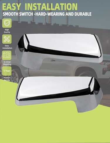 أغطية مرآة خارجية متوافقة مع Chevy Silverado 1500 2500 3500 2019-2024/ GMC Sierra 1500 2500 3500 2019-2024 قطع غيار الملحقات تحل محل 84732161 84732162 يسار يمين كروم 1 زوج in Kuwait