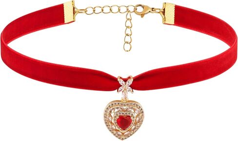 Sacina Goth Red Velvet Heart Choker Necklace, Red Choker, Gothic Goth Vintage Necklace, Valentine Gift, Christmas Jewelry Gift For Women in Saudi Arabia