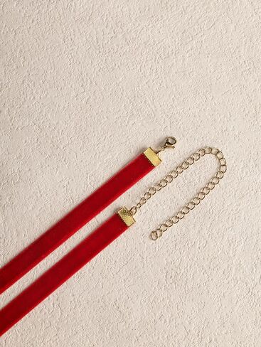 Sacina Goth Red Velvet Heart Choker Necklace, Red Choker, Gothic Goth Vintage Necklace, Valentine Gift, Christmas Jewelry Gift For Women in Saudi Arabia