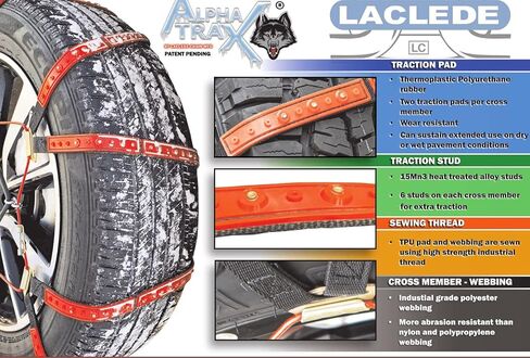 TireChain.com 225/60-18 سلاسل إطارات الثلج Alpha Trax/وسادات الجر المضمنة بمسامير من سبائك الصلب، بسعر لكل زوج in Kuwait