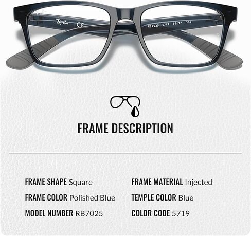 نظارة Ray-Ban RB7025 مربعة الشكل محقونة مع مجموعة النظارات الرسمية in Saudi Arabia