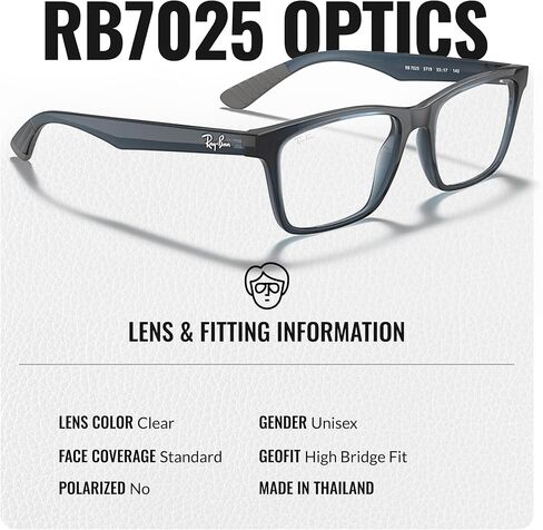 نظارة Ray-Ban RB7025 مربعة الشكل محقونة مع مجموعة النظارات الرسمية in Saudi Arabia