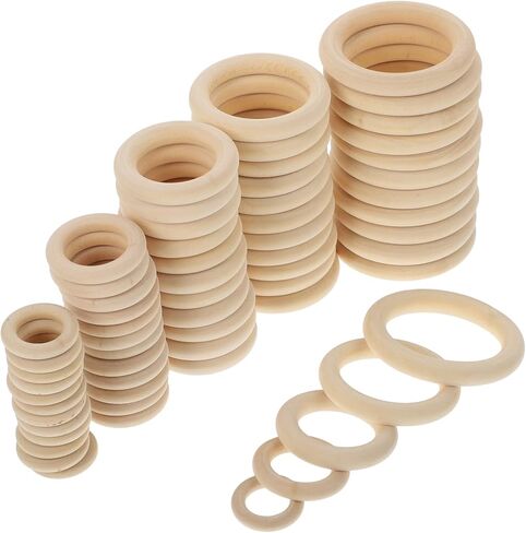 VILLCASE 60pcs Wooden Curtain Natural Decorative Hanging for Handbags Craft Projects and Curtain Decorations Rustic Style in Saudi Arabia