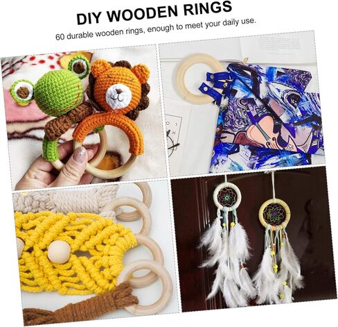 VILLCASE 60pcs Wooden Curtain Natural Decorative Hanging for Handbags Craft Projects and Curtain Decorations Rustic Style in Saudi Arabia