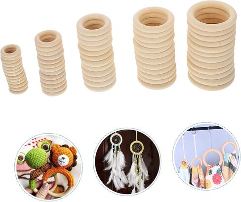 VILLCASE 60pcs Wooden Curtain Natural Decorative Hanging for Handbags Craft Projects and Curtain Decorations Rustic Style in Saudi Arabia