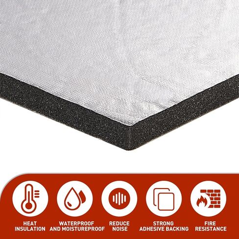 وسادة عازلة لغطاء السيارة - عازل للصوت ودرع للحرارة - رغوة ذاتية اللصق مقاس 32 × 55 بوصة مع رقائق الألومنيوم in Kuwait