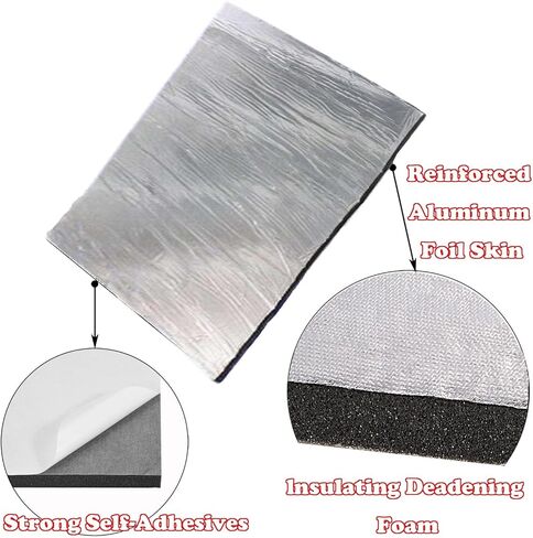 وسادة عازلة لغطاء السيارة - عازل للصوت ودرع للحرارة - رغوة ذاتية اللصق مقاس 32 × 55 بوصة مع رقائق الألومنيوم in Kuwait
