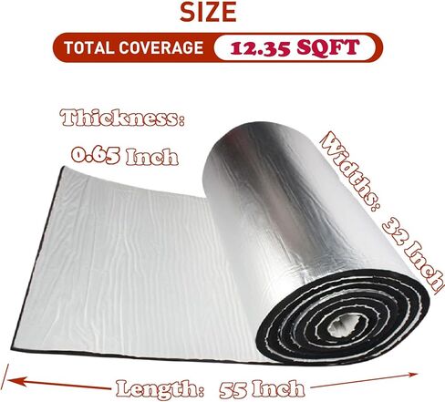 وسادة عازلة لغطاء السيارة - عازل للصوت ودرع للحرارة - رغوة ذاتية اللصق مقاس 32 × 55 بوصة مع رقائق الألومنيوم in Kuwait