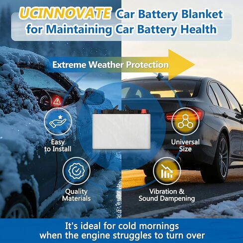 UCINNOVATE Universal Car Battery Blanket, 40"x7" Battery Insulation Kit for Cold Weather, Thermal Wrap Heat Shield Barrier for Car Vehicle Truck Marine RV Battery, Extreme Temperature Protection Cover in Saudi Arabia