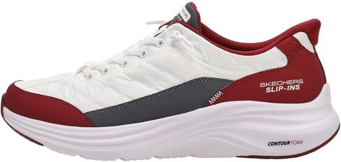 Skechers - Mens Contour Foam - Cozy Fit Slip On Shoes, Color White/Burgundy, Size: 10.5 M US in Saudi Arabia