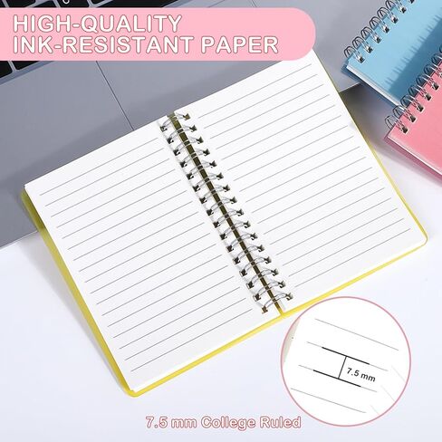 Mini Spiral 4 Pack Notebooks 3.5 x 5.5 in College Ruled, Small Spiral Planner, Waterproof 80 Sheets/160 Pages, Pocket Notebook with 120 Pcs Sticky Index Tabs To Stay Organized for Work School Office in Kuwait