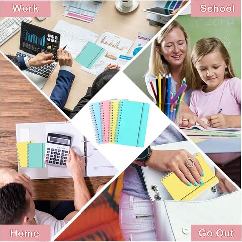 Mini Spiral 4 Pack Notebooks 3.5 x 5.5 in College Ruled, Small Spiral Planner, Waterproof 80 Sheets/160 Pages, Pocket Notebook with 120 Pcs Sticky Index Tabs To Stay Organized for Work School Office in Kuwait