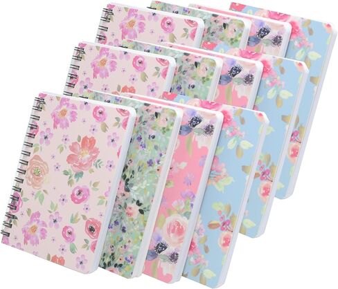 4pcs A6 Spiral Notebooks Supplies 8mm Ruled 5.7 x 4.1 inch Hardcover 160 Pages Journals for Work Students Study and Notes (4, Flower A) in Saudi Arabia