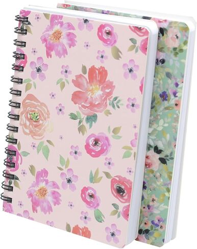 4pcs A6 Spiral Notebooks Supplies 8mm Ruled 5.7 x 4.1 inch Hardcover 160 Pages Journals for Work Students Study and Notes (4, Flower A) in Saudi Arabia