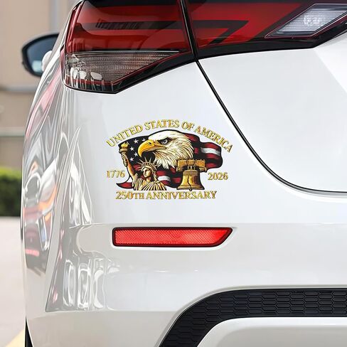 قطعتان من ملصق نافذة السيارة للذكرى السنوية الـ 250، ملصق استقلال الولايات المتحدة الأمريكية 1776-2026 ملصق وطني للولايات المتحدة للثلاجة، نوافذ السيارة in Kuwait