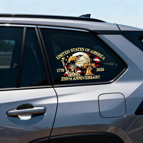 قطعتان من ملصق نافذة السيارة للذكرى السنوية الـ 250، ملصق استقلال الولايات المتحدة الأمريكية 1776-2026 ملصق وطني للولايات المتحدة للثلاجة، نوافذ السيارة in Kuwait