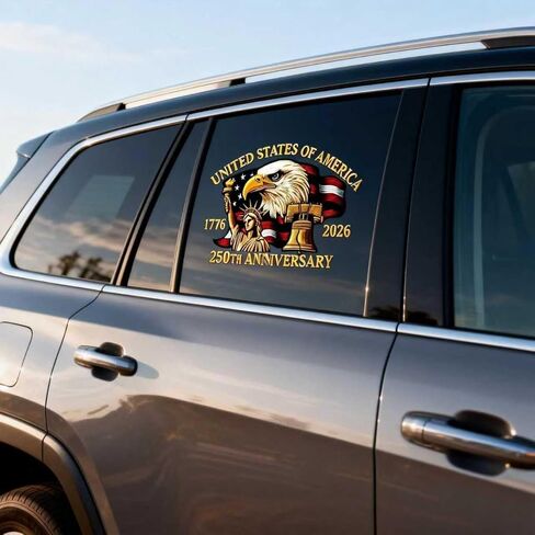 قطعتان من ملصق نافذة السيارة للذكرى السنوية الـ 250، ملصق استقلال الولايات المتحدة الأمريكية 1776-2026 ملصق وطني للولايات المتحدة للثلاجة، نوافذ السيارة in Kuwait