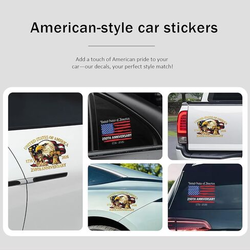 قطعتان من ملصق نافذة السيارة للذكرى السنوية الـ 250، ملصق استقلال الولايات المتحدة الأمريكية 1776-2026 ملصق وطني للولايات المتحدة للثلاجة، نوافذ السيارة in Kuwait