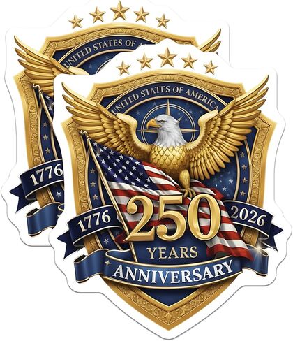 (2 Pack) USA 250th Anniversary Stickers - American Bald Eagle Decals - Independence Day Celebration 1776-2026 - American Independence – Bumper, Truck, Laptop Decal Set - BMCS258 in Saudi Arabia
