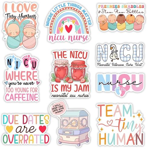 SODAVA (10pcs, 3in) NICU Nurse Stickers, Pack for Laptop, Water Bottle, Notebook – Neonatal ICU Nurse Vinyl Stickers, Medical Quote Decals, Nursing Student Gift Idea, Healthcare Worker Accessories in Saudi Arabia