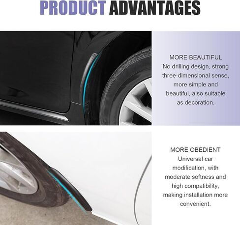 2 PCS Car Wheel Tire Eyebrow Strips, Anti-scratch Fender Flare Arch Lip Trim, Self Adhesive Auto Body Edge Protector, Universal for Most Cars (10In Carbon Fiber Black) in Saudi Arabia