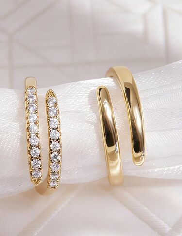 2Pcs 14K Gold Plated Stackable Rings for Women Non Tarnish,Dainty Cubic Zirconia Wedding Bands Ring Set Trendy Minimalist Statement Engagement Promise Rings,Adjustable Stacking Jewelry in Saudi Arabia