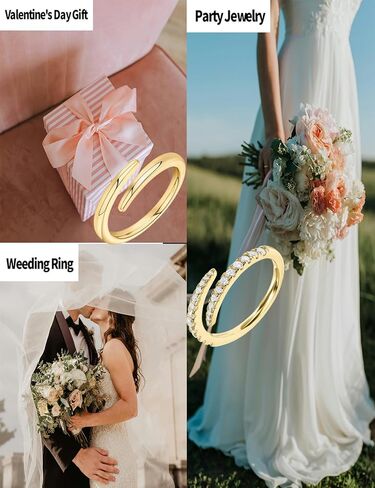 2Pcs 14K Gold Plated Stackable Rings for Women Non Tarnish,Dainty Cubic Zirconia Wedding Bands Ring Set Trendy Minimalist Statement Engagement Promise Rings,Adjustable Stacking Jewelry in Saudi Arabia