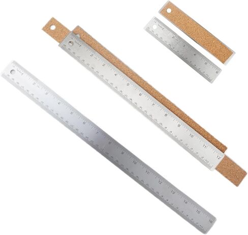 3 Pcs Metal Ruler 6+12+16 inch Stainless Steel Metal Ruler Non-Slip Rulers with Inch and Centimeters with Cork Backing for Kitchen and Drafting in Saudi Arabia