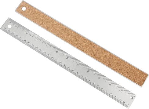 6 Pieces 12 Inch Metal Ruler Stainless Steel Cork Back Ruler Non Slip Straight Edge with Inch and Centimeters in Saudi Arabia