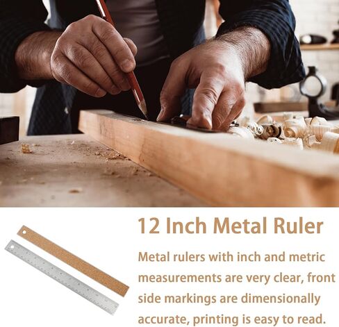 6 Pieces 12 Inch Metal Ruler Stainless Steel Cork Back Ruler Non Slip Straight Edge with Inch and Centimeters in Saudi Arabia