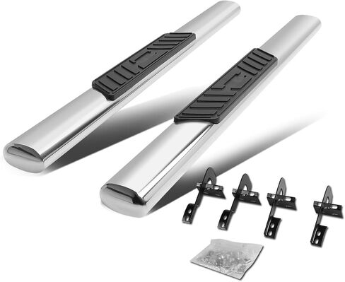 Auto Dynasty Oval Running Boards Compatible with 2015-2022 Ford F150 F250 F350 Regular Cab, Stainless Steel Side Step Rail Nerf Bars, 5" Step Bars, Polished Chrome 16 17 18 19 20 21 in Saudi Arabia
