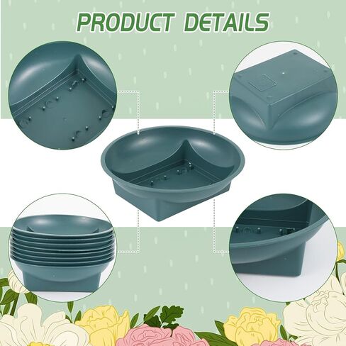 36 Pcs Floral Arrangement Bowls - 6.3 Inch Plastic Design Trays with Water Reservoir, Round Top & Square Base - Secure Green Containers for Wedding Centerpieces, Party & DIY Florist Supplies (No Foam) in Saudi Arabia