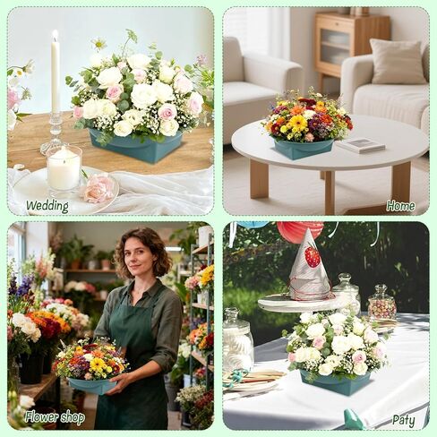 36 Pcs Floral Arrangement Bowls - 6.3 Inch Plastic Design Trays with Water Reservoir, Round Top & Square Base - Secure Green Containers for Wedding Centerpieces, Party & DIY Florist Supplies (No Foam) in Saudi Arabia