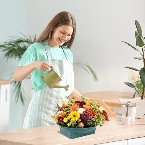 36 Pcs Floral Arrangement Bowls - 6.3 Inch Plastic Design Trays with Water Reservoir, Round Top & Square Base - Secure Green Containers for Wedding Centerpieces, Party & DIY Florist Supplies (No Foam) in Saudi Arabia